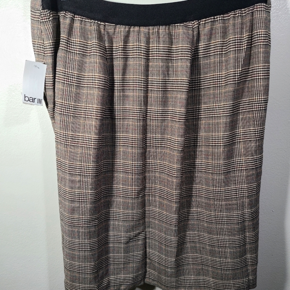 Bar III Houndstooth Plaid Skirt